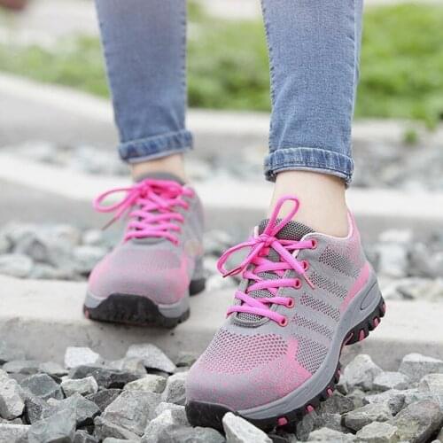 Mesh Womens Safety Shoes Work Boots Safety Steel Toe Shoes Women Breathable Smash-proof Indestructible Non Slip Work Shoes