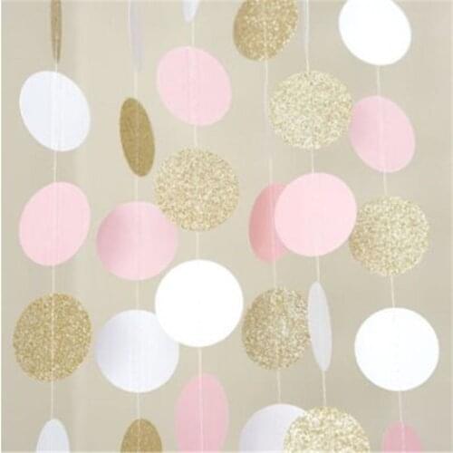 20 pieces 2M Glitter Circle Polka Pink White Gold Dots Happy Birthday Party Toys baby Hat Gift Garland baby toys