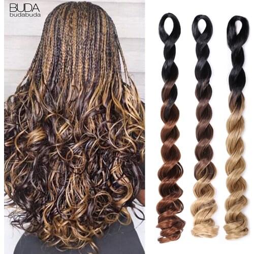 Synthetic Braiding Hair Extensions Curly Crochet Braid Hair 24Inch Long Sea Body Wave Fiber Ombre Brown Blonde For Black Women