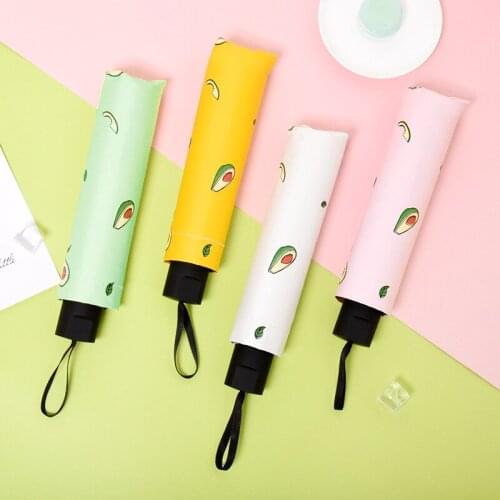 Folding Rain Umbrella For Women Men Anti-UV Lovely Umbrella Cartoon Avocado Umbrellas Fruit Creative