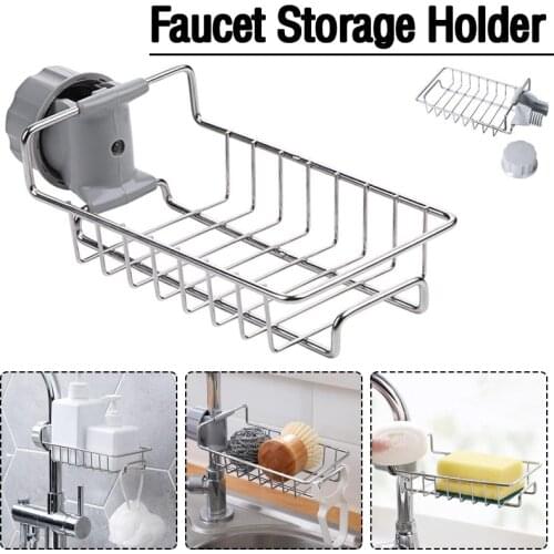 Stainless Steel Sponge Rack Faucet Drain Rack Adjustable Storage Sink Rags Kitchen Storage Soap Tackle Drain Rack