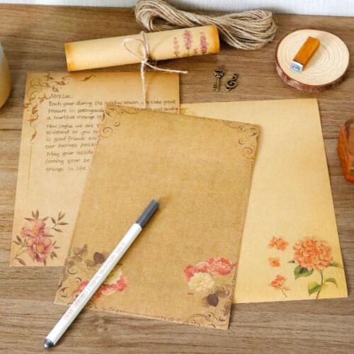 8 Models Vintage Kraft Paper Stationery Creative European Style Lace A5 Stationery Thank you Letter Romantic Love Letter
