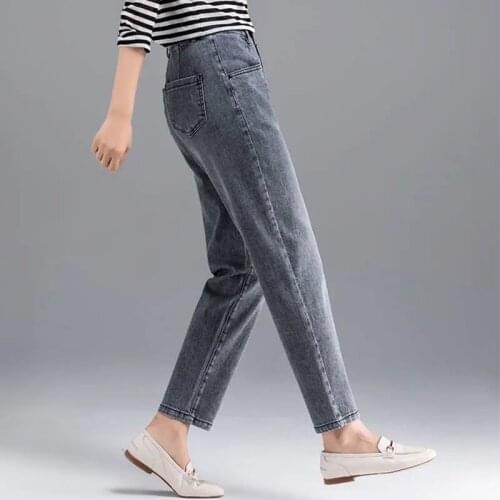 2021 Female Cotton Spring And Autumn New Jeans High Waist Slimming Women Harem Pants Plus Size Loose Nine-Point Carrot Jeans A50