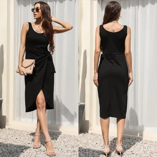 Dresses For Women 2021 Summer Black Lace-Up Hem Irregular Vest Suspender Dress Women Robe Femme Vestidos Mujer Verano Nлатье