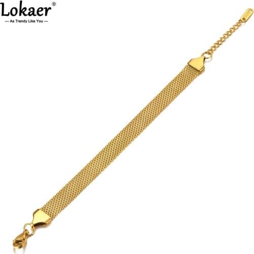 Lokaer Neo-Gothic Style Titanium Stainless Steel Choker Bracelets For Women Girls Original Design Hand Net Chain Bracelet B21057