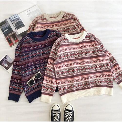 Autumn Winter Women Sweater Pullover 2021 Vintage Christmas Oversized Sweater female Jumper Warm Thick Long sleeve Casual Tops