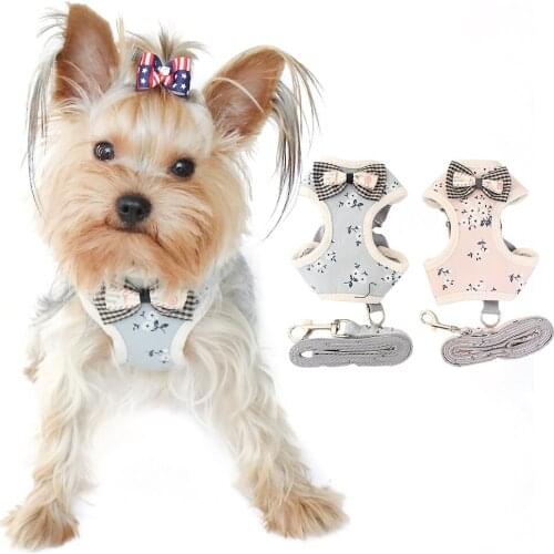 Vest Small Dog Harneses Floral Pattern Halter Harness Lead Breathable Mesh Cloth Chest Strap For Puppy Cat 6044043 Pet Supplies