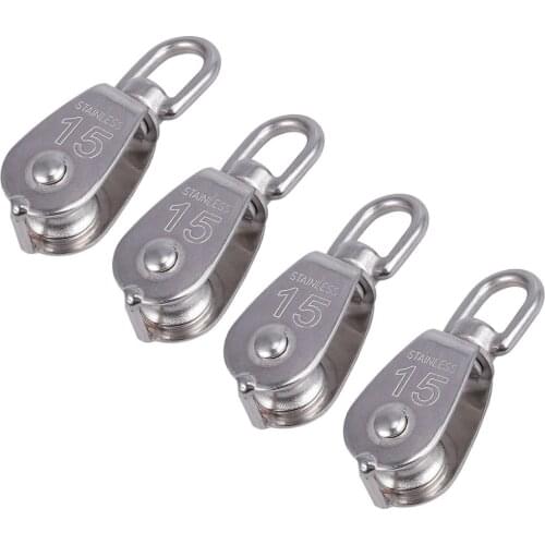 1pc Durable Stainless Steel Wire Pulley Single Wheel Swivel Lifting Rope Pulley Block For Wire Rope Gravity Skating