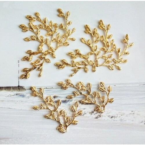 10 PCS Metal Alloy KC Gold Plated Leaf Branch For Clothing Hair Accessories DIY Jewelry Findings