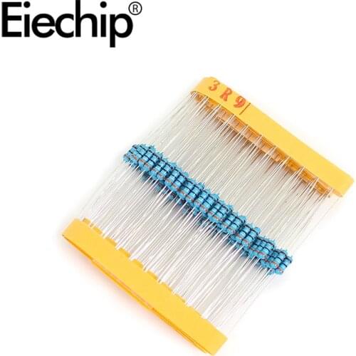 100pcs/lot 1/4W 1% Metal film resistor 3.9R 0.25W resistance 3.9 ohm Throught Hole