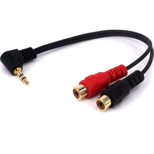 0.6FT 20cm 90 degree Right-angled 3.5mm (Mini) 1/8 inch TRS Stereo Male to Dual Female RCA Jack Adapter Cable