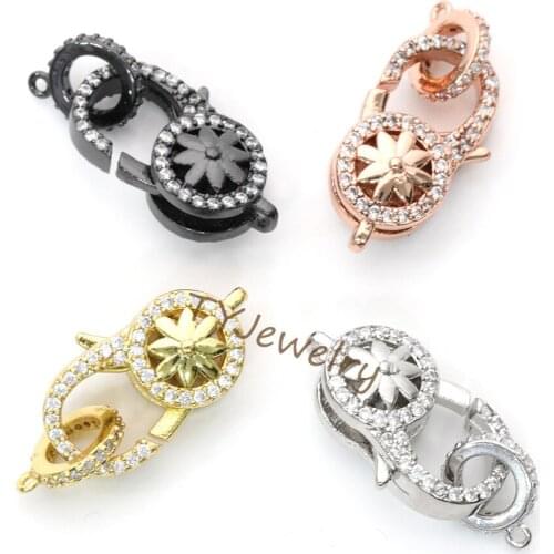 4pcs 11.8x26.1mm CZ Micro Pave Leaf shape Hook Lobster Clasp Cubic Zirconia Clasp