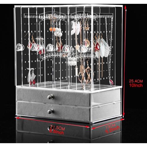 5door Clear Acrylic Jewelry Display Box Earrings Necklace Ring Storage BOX With Velvet Drawer Jewelry Organizer Holder