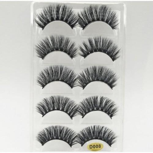 5 Pairs D008 Faux Mink False Eyelashes Thick Volume Fake Eye Lash Strip Lashes Makeup Beauty Eyelash Extension Tools