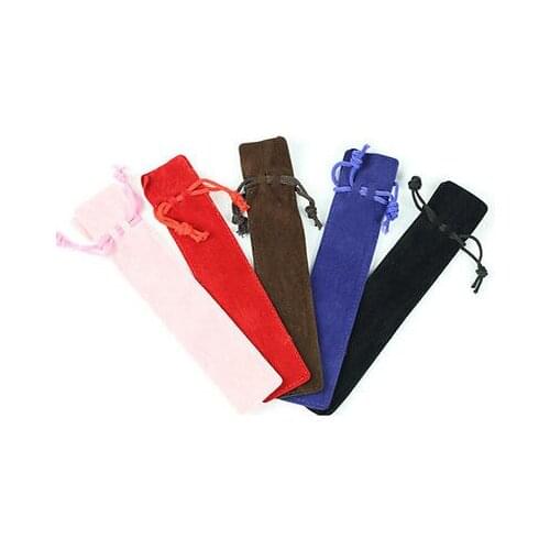 5Pcs Thicker Pen Case With Rope For Rollerball /Fountain/Ballpoint Pen Velvet Pen Pouch Holder Single Pencil Bag