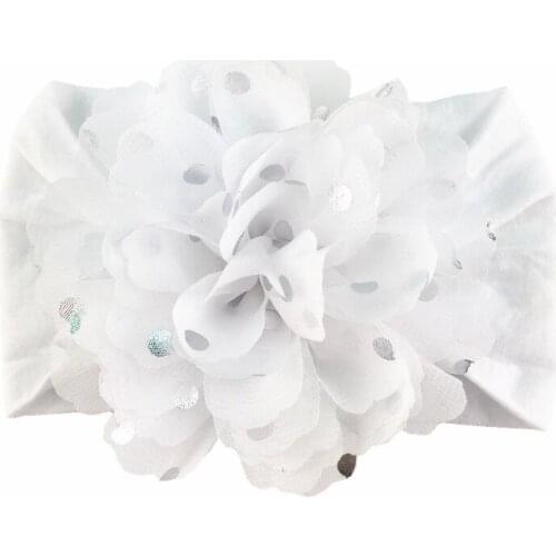 50pcs/lot, 10cm Newborn sliver dot chiffon Flowers Headbands Headband Photography Props ribbon roses