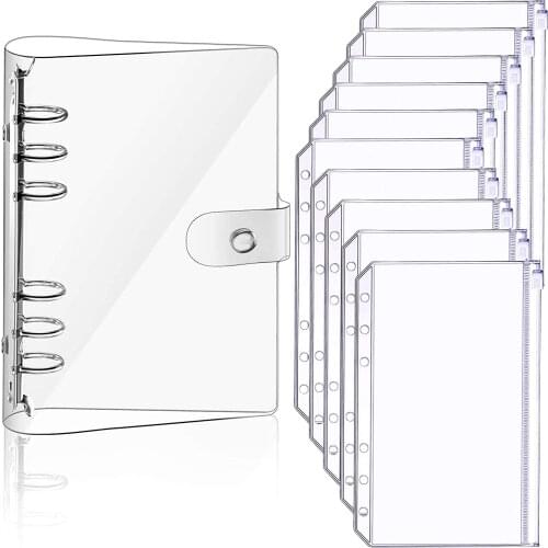 A5 Clear Soft PVC Notebook Cover and 10 PCS A5 Notebook Binder Loose Leaf Bags, Loose Leaf Personal Planner Binder Cover