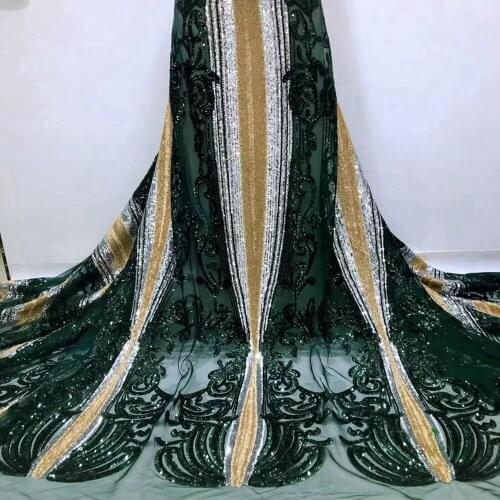 African Lace Fabric High Quality 2021 Newest Dubai Fabric With Squins 5yards French Nigerian Lace Fabric for Wedding
