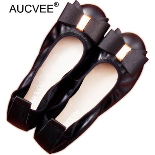 AUCVEE Brand Women Shoes Flats Genuine Leather Balerinas Shoes For Woman Moccasins Loafers Soft Leisure Ballet Flat Female Shoes