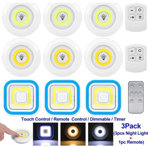 Wireless LED Night Lights Touch Remote Wall Lamp Stairs Cabinet Light Dimmable Timer Night Lamp Bedroom Decoration Home Lighting