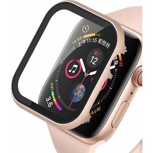 2in1 hard case For Apple watch SE cover 38mm/40mm//42mm/44mm Aluminum alloy Frame terpered glass film band series 6/5//4/3/2/1