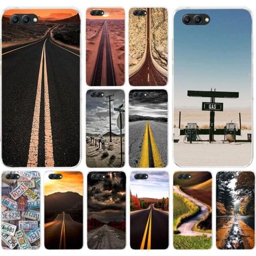 053FG Bumper Road Landscape Soft Silicone Tpu Cover Case for Honor 9 10 huawei p10 lite y6 prime 2018 mate 10 lite play p smart