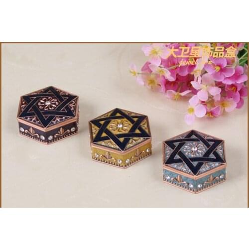 European hexagon small metal jewelry boxes ring box storage box organizer tin box storage bins Z109