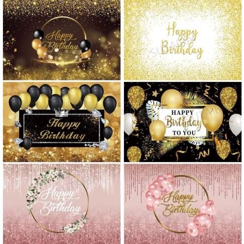 Birthday Party Photo Backdrop Pink Red Balloons Glitters Star Dot Pendant Stage Customized Poster Baby Portrait Photo Background