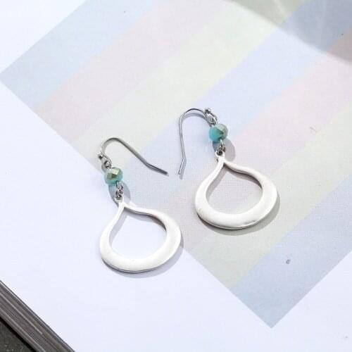 Beautiful Blue Stone Beads Women Earrings Vintage Jewelry Wholesale Hanging Pendientes Hotsale Silver Color Earrings for Women