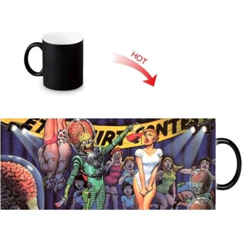 Mars Attacks Heat Reactive Color Changing Coffee Mug Custom Ceramic Tea Milk Water Cups 350ml DIY magic Mugs Novelty Gift