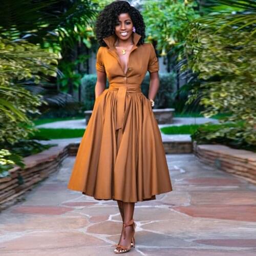 Summer Womens Dress 2021 Turn-down Clloar Shirt Skirt With Belts Party dresses Summer long Bodycon Dress Midi Dresses Evening