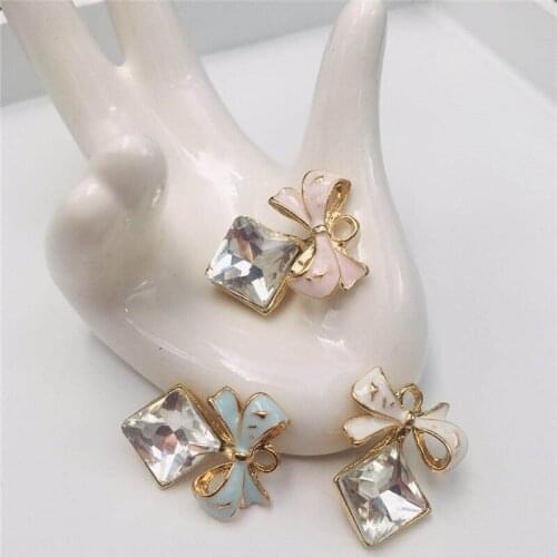 Min order 40pcs/lot color bow-knot shape alloy floating lock charms diy jewelry earrings/bracelet/key accessory