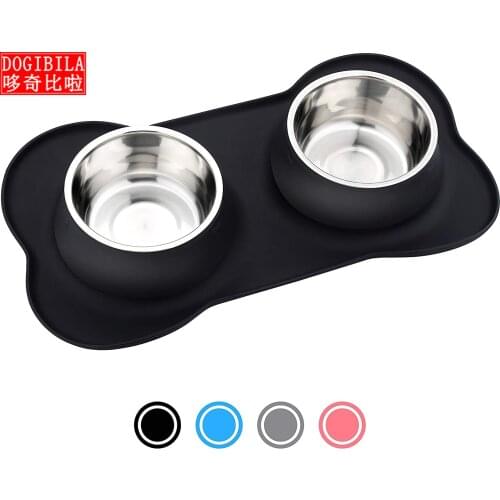 Dog Bowls Stainless Steel Dog Bowl with No Spill Non-Skid Silicone Mat 53 oz Feeder Bowls Pet Bowl for Dogs Cats and Pets