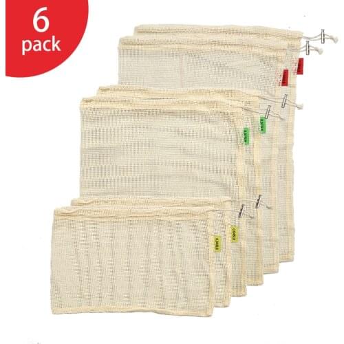 Reusable Mesh Bag organic cotton Carry bag fruit vegetable bag Eco-friendly supermarket shopping