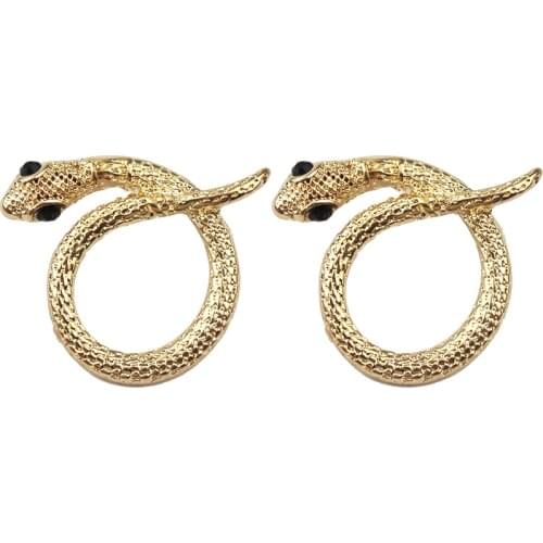 Fashion 2020 New Gold Color Metal Snake Stud Earrings Black Crystal Eyes Pokemon Animal Earrings For Woman Party Jewelry 2020