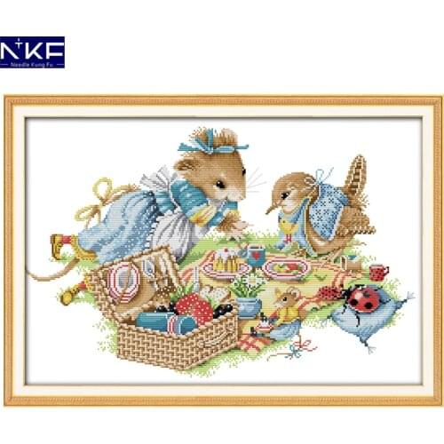 NKF Birthday Party Cross Stitch Pattern Handmade Craft Needlework Cross-Stitch Embroidery Kit Cross Stitch for Home Decor