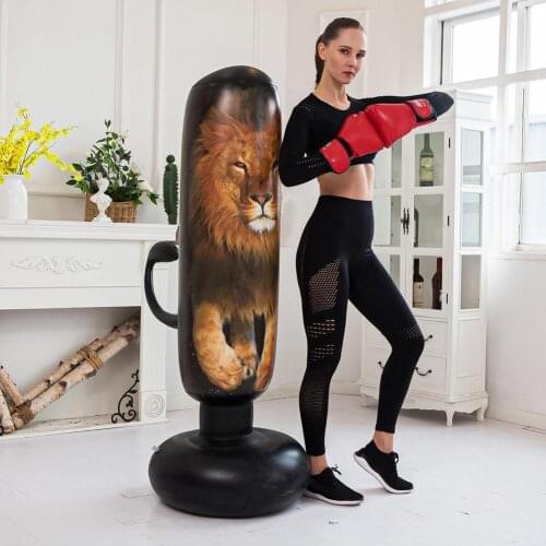 PVC adult inflatable boxing column 1.6m three-dimensional thickening inflatable lion-shaped pressure release tumbler sand bag