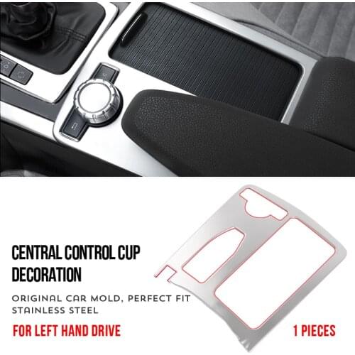 Console Gear Shift Decal Strips For Mercedes Benz C class W204 08-14 Stainless Steel Water Cup Holder Frame Cover Trim