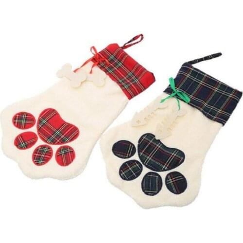 New Sherpa paw stocking Dog and Cat paw stocking 2 colors stock Christmas gift bags decoration