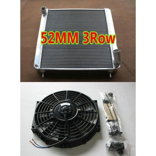 NEW 52mm 3Row Aluminum Radiator for Jaguar E-Type XKE XK-E Series 1 S1 Series I 3.8L XK I6 MT 1961-1967 kit and fan