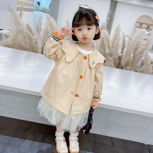 Girls Coat Solid Color Girl Long Coats Kids Casual Style Childrens Jacket Spring Autumn Childrens Clothes