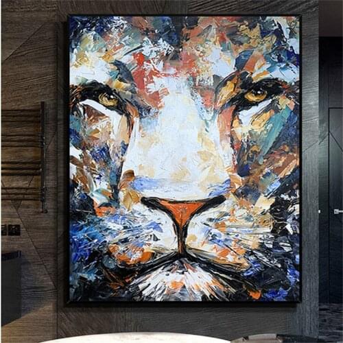 Hand-painted abstract colorful animal oil painting Franz Mark Fox Canvas Art Tiger Art Painting Mural Modern Decorative Painting