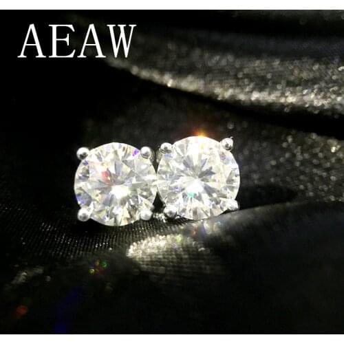 Genuine18K AU750 White Yellow Gold Push Back 6.5mm 2ctw F color Test Positive Lab Grown Moissanite Diamond Earrings For Women