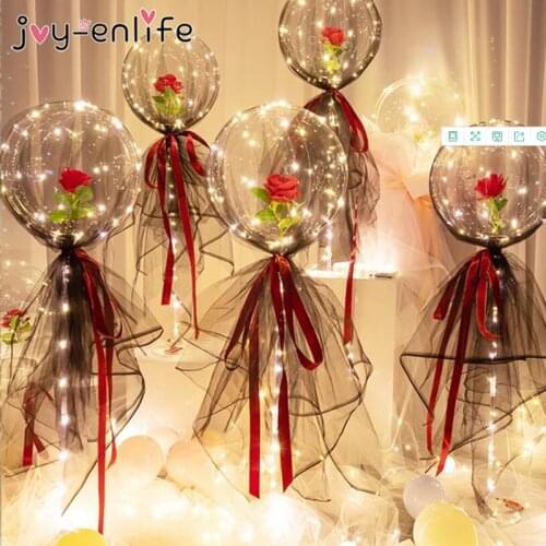Led Light Balloon Stick Birthday Party Decorations Kids Clear Bobo Ballons Stand Holder Wedding Valentines Day Decor Baloon