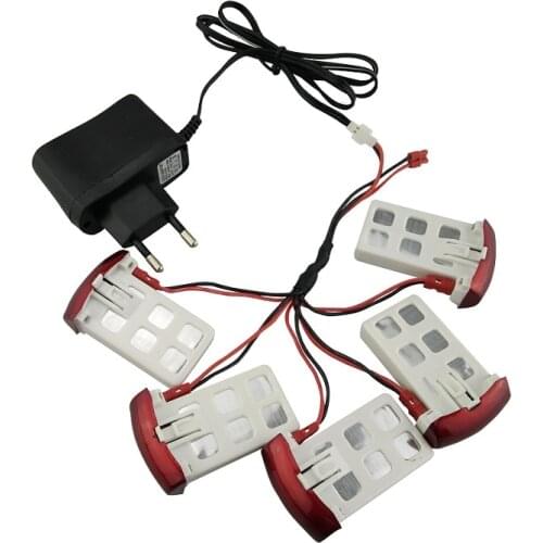 Syma X5UC / X5UW RC Quadcopter Spare Parts Accessories Battery + Charger Set 3.7V 500mAh Battery * 5PCS + Charger + 5-1 Cable
