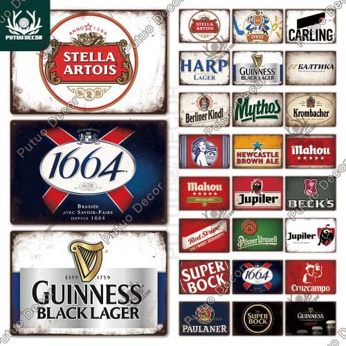 Putuo Decor European Beer Vintage Plaque Metal Sign Tin Sign Decorative Plaque Pub Bar Man Cave Club Decor Wall Decoration