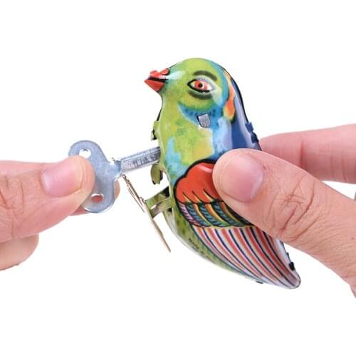 Vintage Fashion Wind-Up Magpie Bird Pecking Tin Toys For Children Mechanical Toy