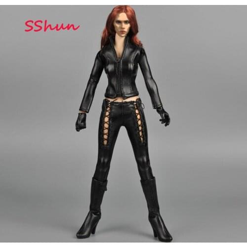 ZY15-3 1/6 Scale Female Black female driver leather suit For 12'' Action Figure DIY Accessories