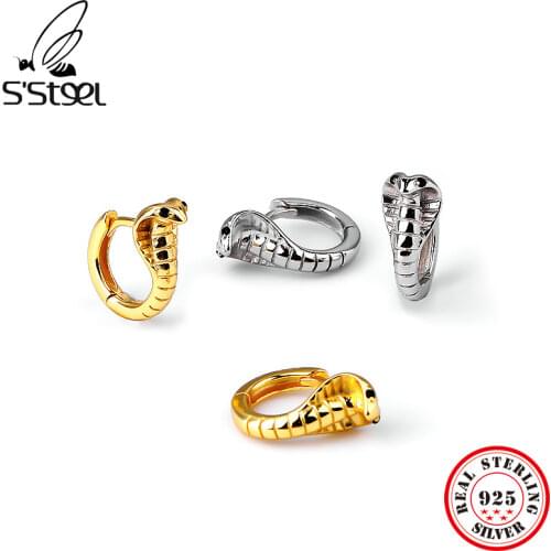 SSTEEL Sterling Silver 925 Small Cobra Designer Hoops Earrings Personality Gift For Women Luxury Accessories fine Jewellery