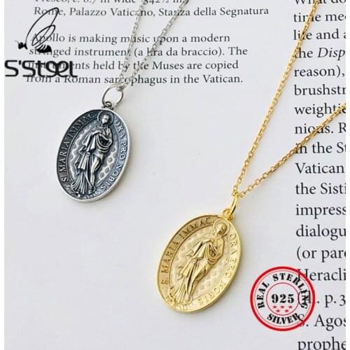 SSTEEL Virgin Mary Pendant For Women 925 Sterling Silver Christian Vintage Necklaces & Pendants Without Necklace Fine Jewelry